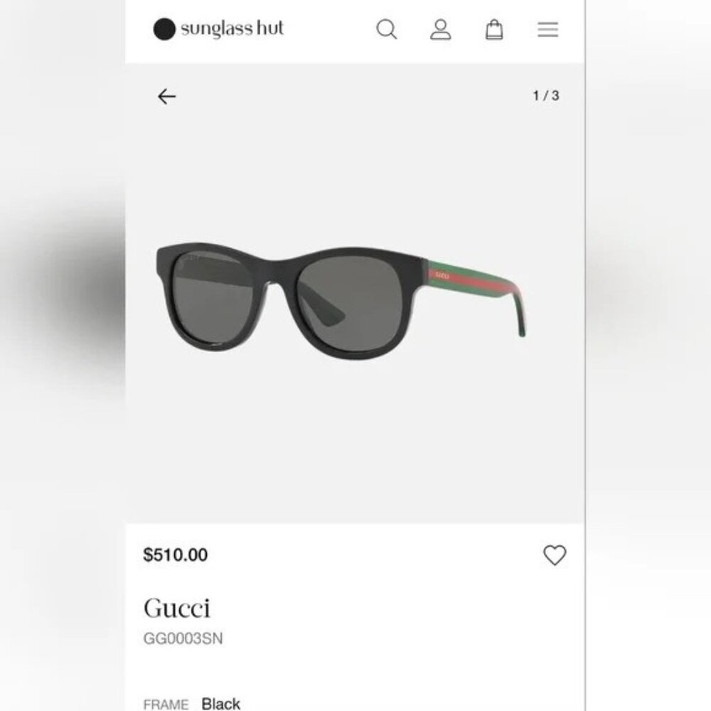 Gucci Men's Sunglasses Black Green Polarized Rectangle GG0003S 52mm 52-21-145